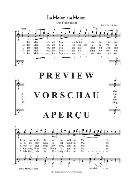 Im Maien im Maien (Das Finkenr tsel) (M nnerchor) (M nnerchor) von unbekannt  Satz Fr. Silcher