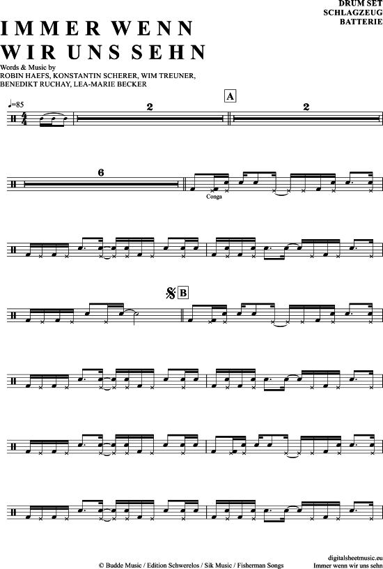 Cyril Immer Wenn Wir Uns Sehen Text Immer Wenn Wir Uns Sehn Drums - PDF Noten von LEA und Cyril in - 7150475