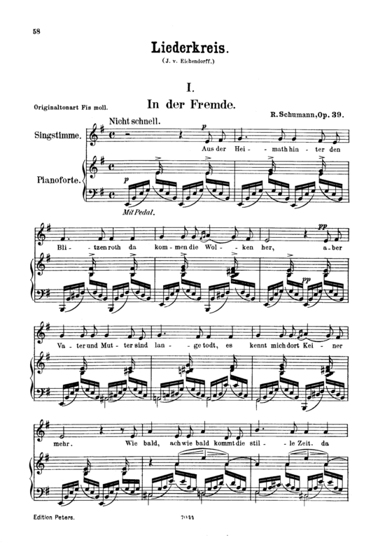 In der fremde Op.39 No.1 (Gesang tief + Klavier) (Klavier  Gesang tief) von Robert Schumann