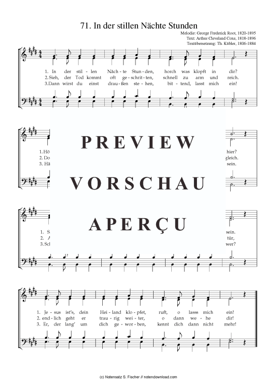 In der stillen N chte Stunden (Gemischter Chor) (Gemischter Chor) von George Frederick Root 1820-1895  Arthur Cleveland Coxe 1818-1896