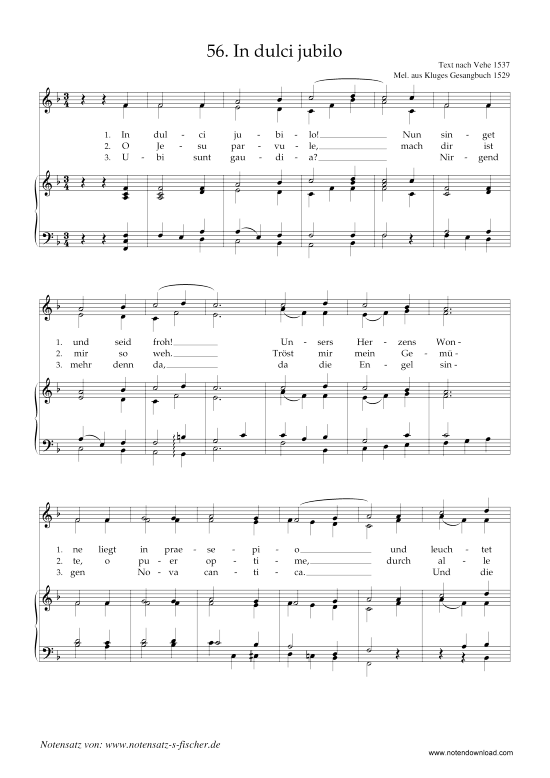 In dulci jubilo (Klavier + Gesang) (Klavier  Gesang) von Kluges Gesangbuch 1529