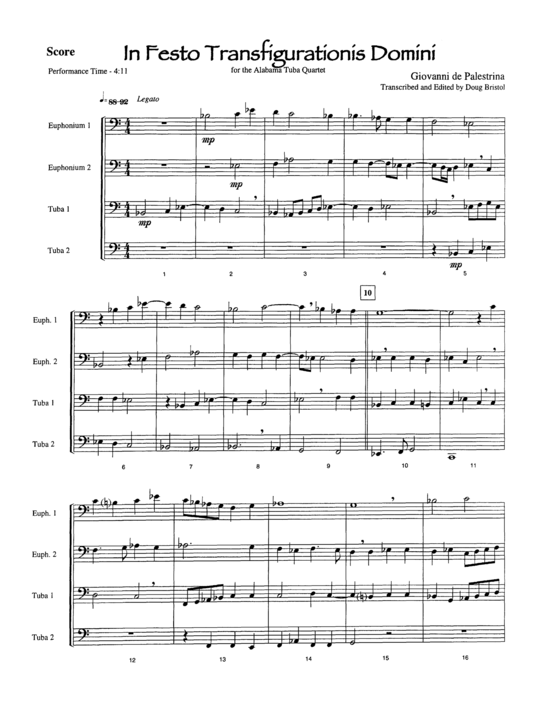 In Festo Tranfigurationis Domini (Tuba Quartett EETT) (Quartett (Tuba)) von Giovanni Palestrina