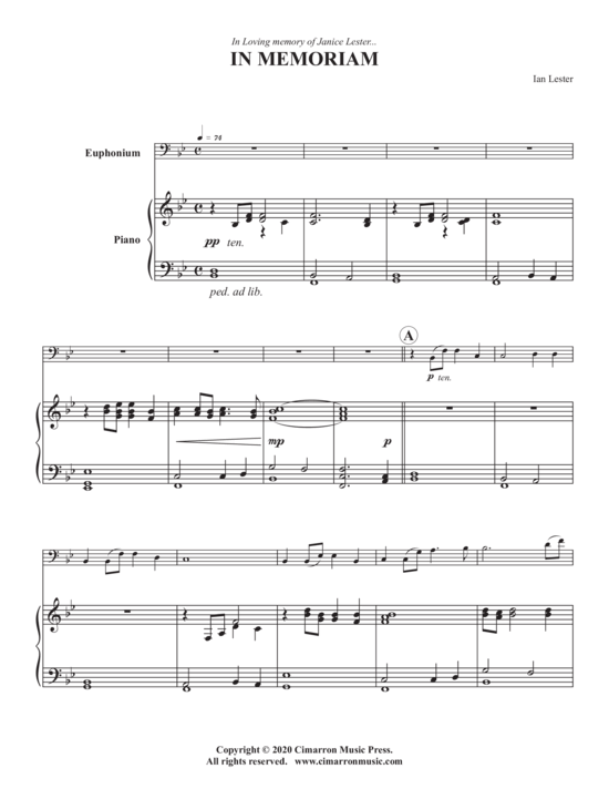 In Memoriam (Euphonium + Klavier) (Klavier  Euphonium) von Ian Lester