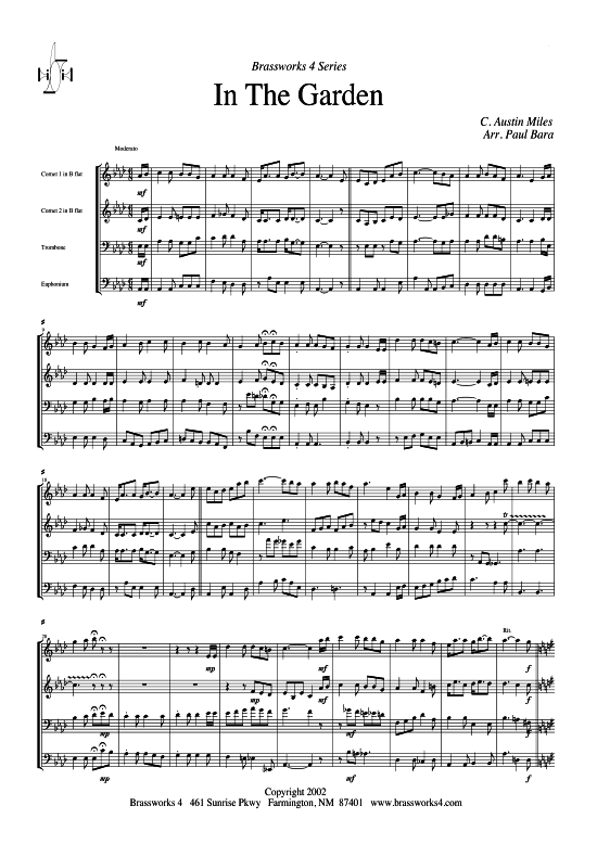 In the Garden    (2xTromp in B Horn in F (Pos) Pos) (Quartett (Blech Brass)) von Charles Austin Miles
