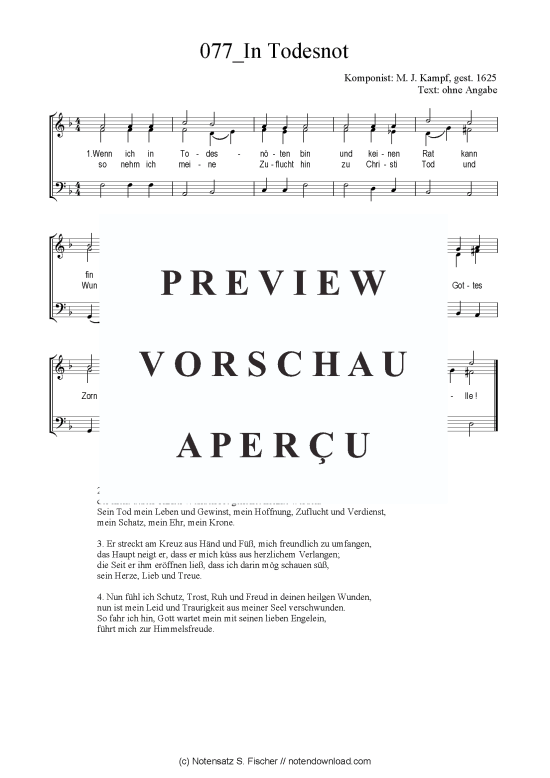 In Todesnot (Gemischter Chor SAB) (Gemischter Chor (SAB)) von M. J. Kampf gest. 1625