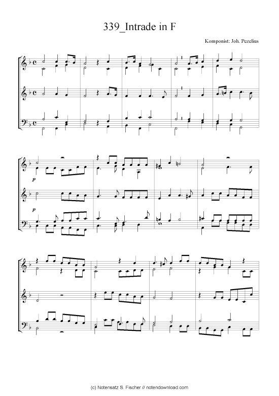 Intrade in F (Quartett in C) (Quartett (4 St.)) von Joh. Pezelius
