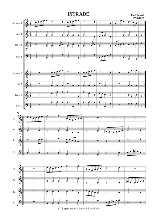 Intrade (Intrada) (Streicher-Oktett) (Oktett) von Paul Peuerl (1570-1625)