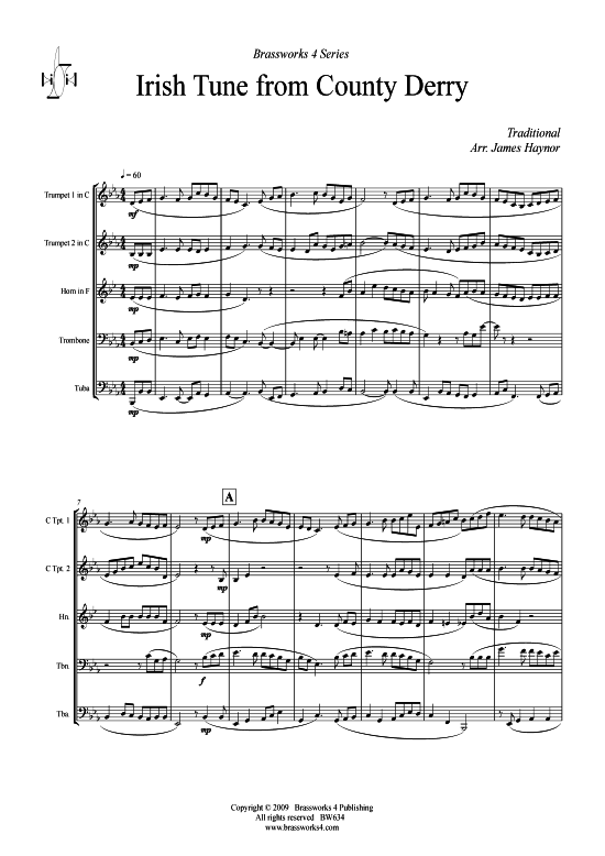 Irish Tune from County Derry (Blechbl serquintett) (Quintett (Blech Brass)) von Grainger