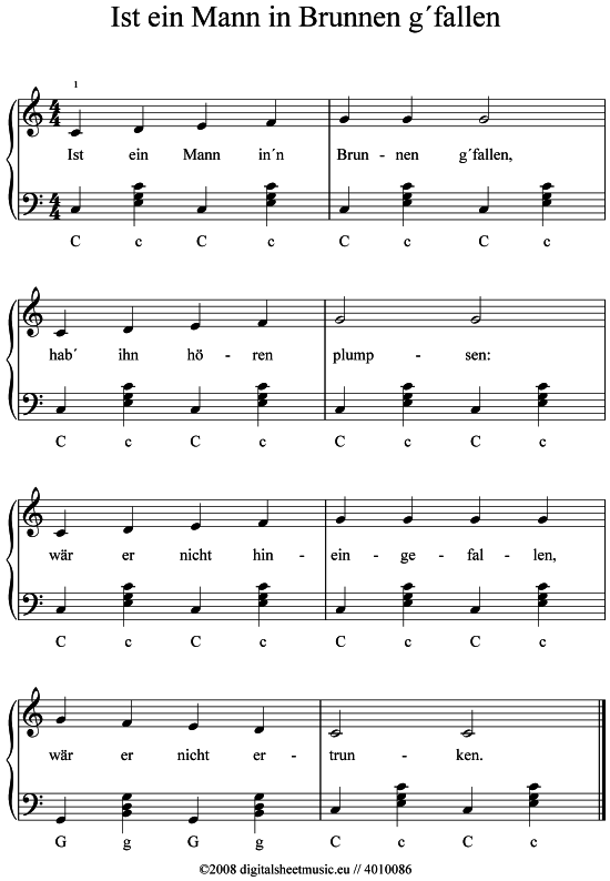 Ist Ein Mann In Brunnen Gefallen Ist ein Mann in Brunnen g´fallen Akkordeon - PDF Noten von Kinderlied