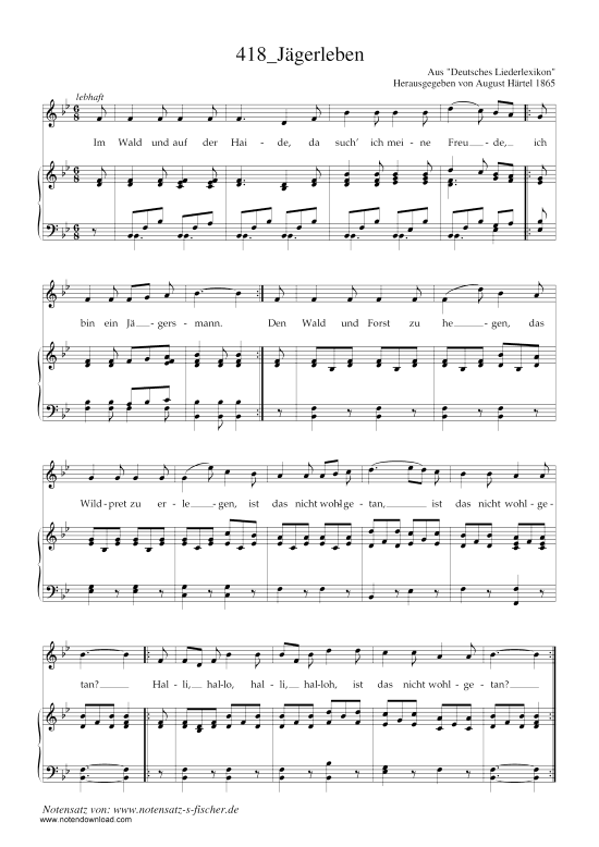 J gerleben (Klavier + Gesang) (Klavier  Gesang) von Aus Deutsches Liederlexikon A. H rtel (1865)