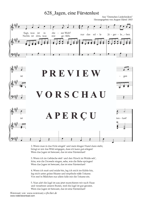 Jagen eine F rstenlust (Klavier + Gesang) (Klavier  Gesang) von Aus Deutsches Liederlexikon A. H rtel (1865)