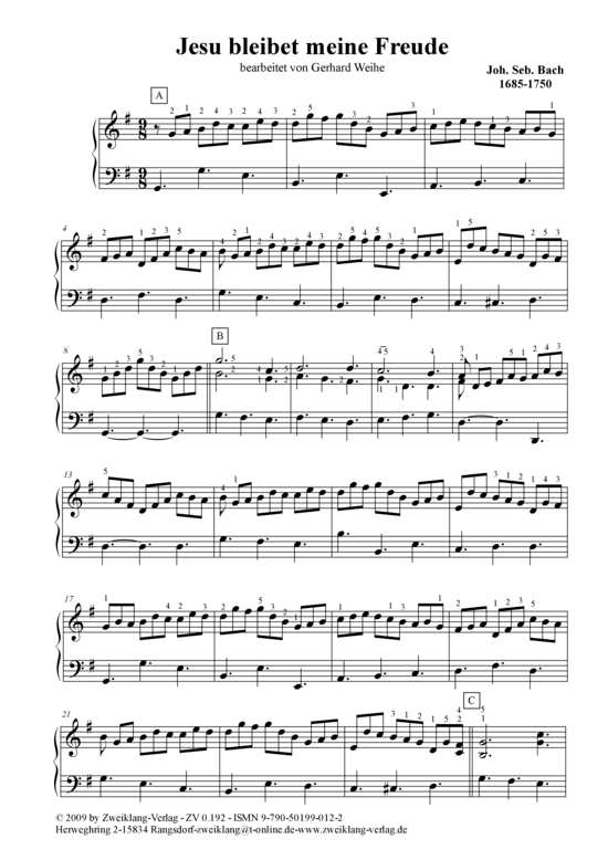 Jesu bleibet meine Freude (Klavier Solo) (Klavier Solo) von J. S. Bach