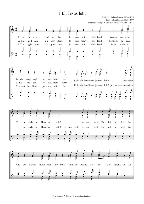 Jesus lebt (Gemischter Chor) (Gemischter Chor) von Robert Lowry 1826-1899  Robert Lowry 1826-1899 