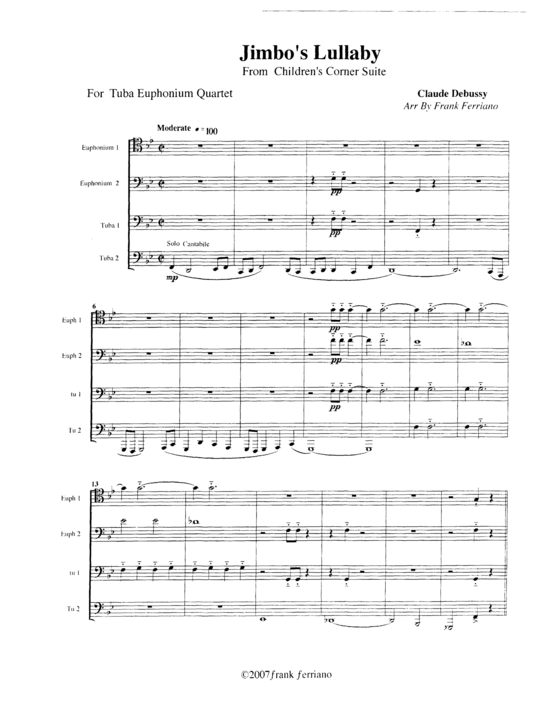 Jimbo acute s Lullaby (Tuba Quartett EETT) (Quartett (Tuba)) von Claude Debussy