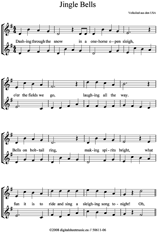 Jingle Bells 2x Trompete in B PDF Noten von Weihnachtslied sehr