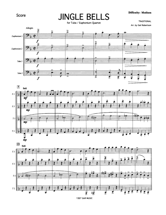 Jingle Bells Tuba Quartett EETT PDF Noten von Traditional in TEP10918E