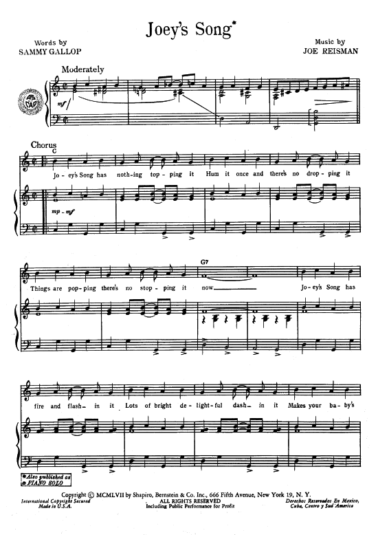 Joeys Song (Klavier + Gesang) (Klavier Gesang  Gitarre) von Bill Haley amp His Comets 