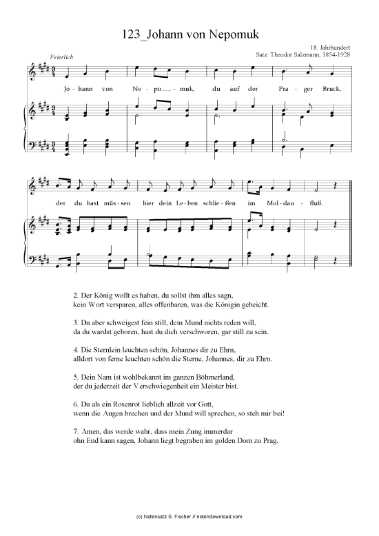 Johann von Nepomuk (Klavier + Gesang) (Klavier  Gesang) von 18. Jahrhundert 