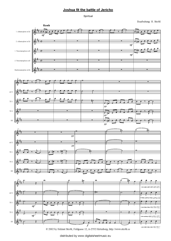 Joshua fit the Battle of Jericho (Saxophonquintett AATTB) (Quintett (Saxophon)) von Helmut Strobl