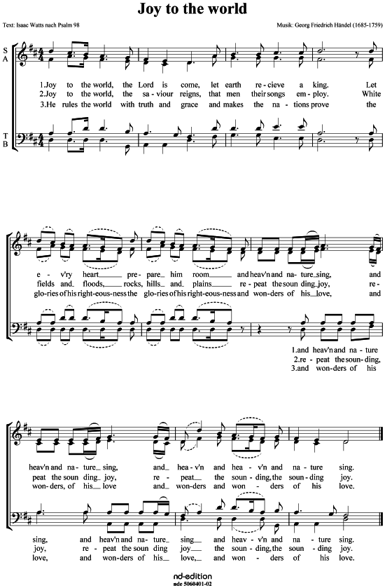 Joy to the world (Gemischter Chor) (Gemischter Chor) von Weihnachtslied