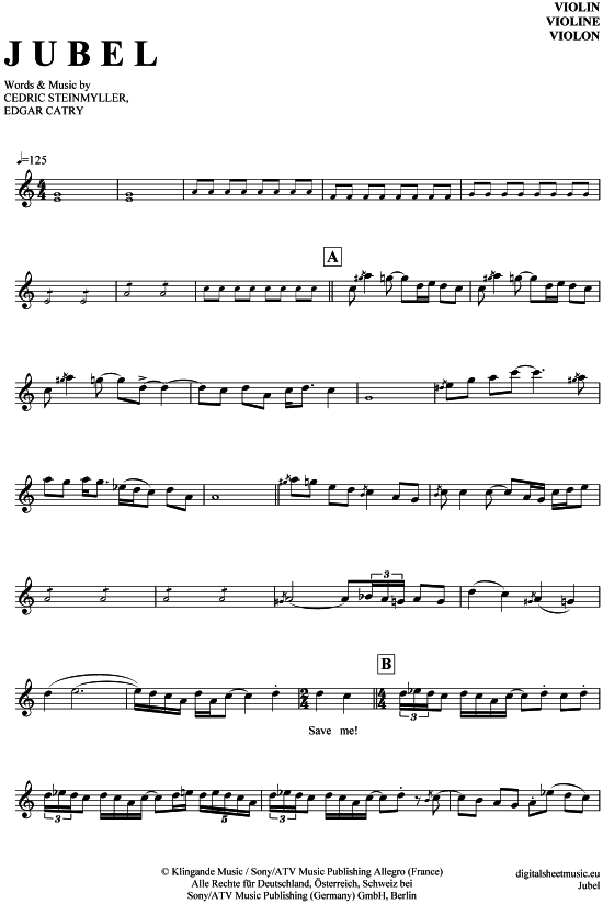 Jubel Violine PDF Noten von Klingande in C Dur 7130570 Jubel Violine PDF Noten von Klingande in C Dur 7130570