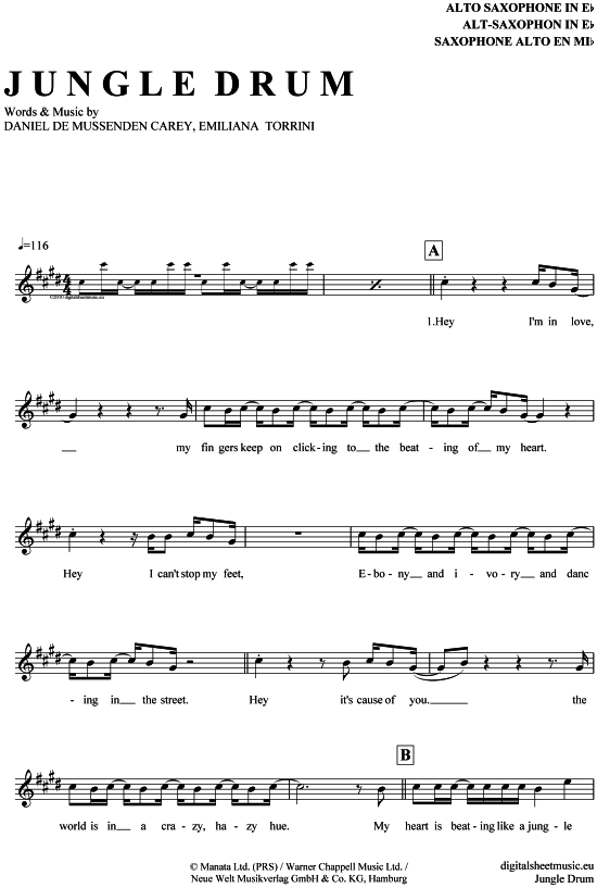 Jungle Drum (Alt-Sax) (Alt Saxophon) von Emiliana Torrini
