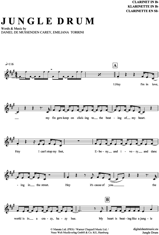 Jungle Drum (Klarinette in B) (Klarinette) von Emiliana Torrini