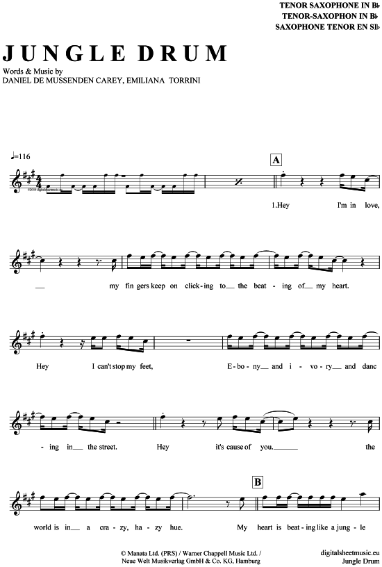 Jungle Drum (Tenor-Sax) (Tenor Saxophon) von Emiliana Torrini
