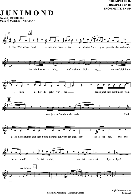 Junimond (Trompete in B) (Trompete) von Rio Reiser