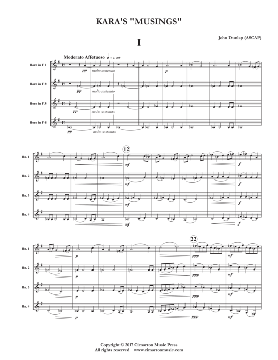 Kara acute s Musing acute s (Horn Quartett) (Quartett (Horn)) von John Dunlap