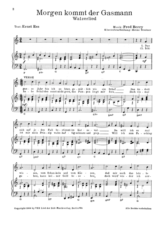 Karneval (Klavier + Gesang) (Klavier Gesang  Gitarre) von 1955