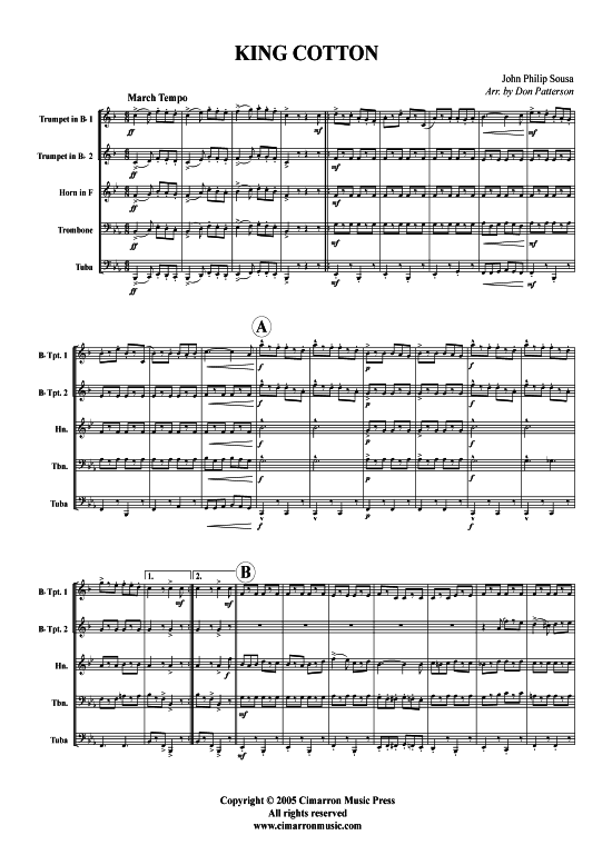 King Cotton Blechbläserquintett PDF Noten von John Philip Sousa in CMP463
