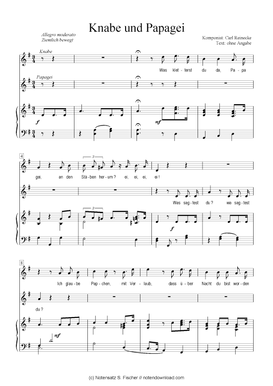 Knabe und Papagei Klavier + Gesang