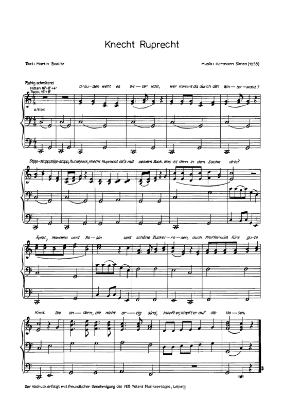 Knecht Ruprecht (Klavier + Gesang) (Klavier Gesang  Gitarre) von Adventslied Weihnachten