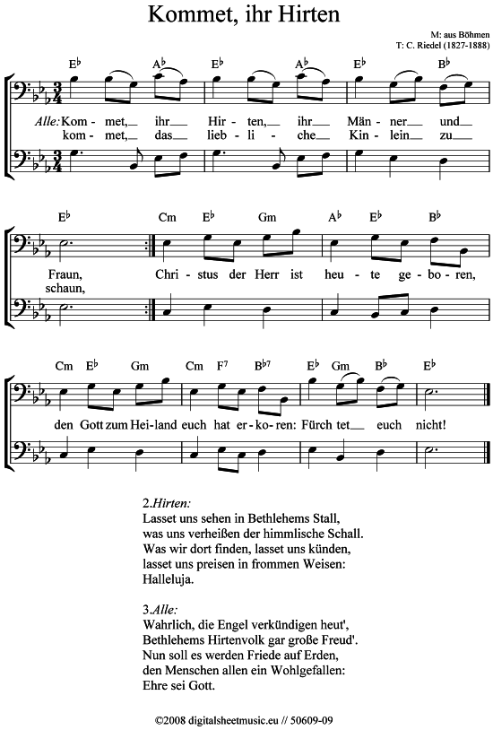 Kommet ihr Hirten (2x Posaune in C) (Duett (Posaune)) von Weihnachtslied