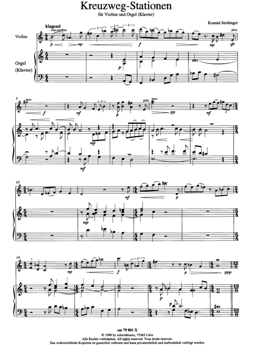 Kreuzwegstationen (Violine + Orgel) (Orgel  Violine) von Konrad Seckinger