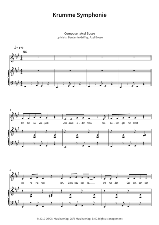 Krumme Symphonie (Gesang + Klavier Gitarre) (Klavier  Gesang) von Axel Bosse