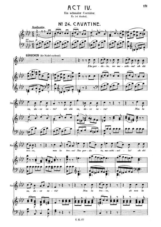 L ho perduta me meschina (Klavier + Sopran Solo) (Klavier  Sopran) von W. A. Mozart (K.492)