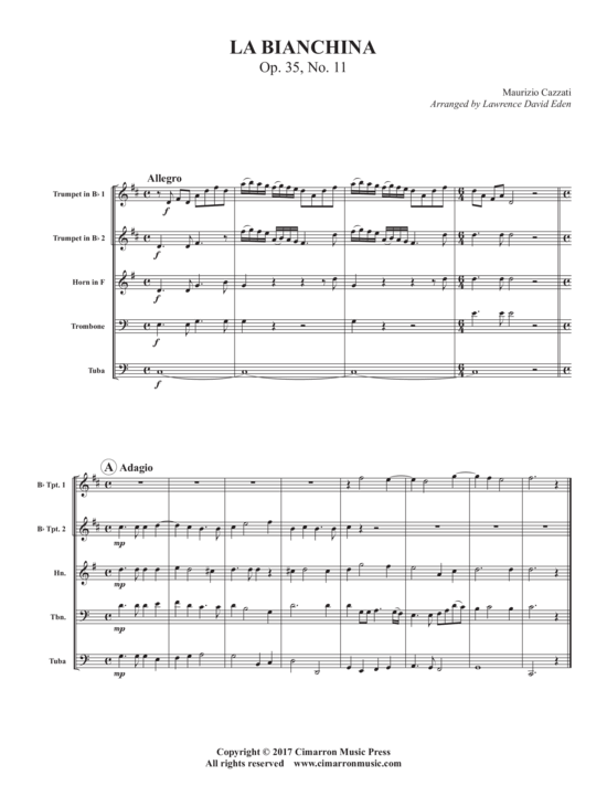 La Biacnhina (Blechbl auml serquintett) (Quintett (Blech Brass)) von Maurizio Cazzati