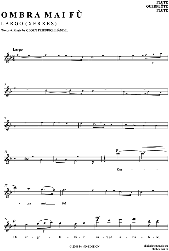 Largo - Ombra Mai Fu (Querfl te) (Querfl te) von G. F. Haendel (aus Xerxes)  Fritz Wunderlich
