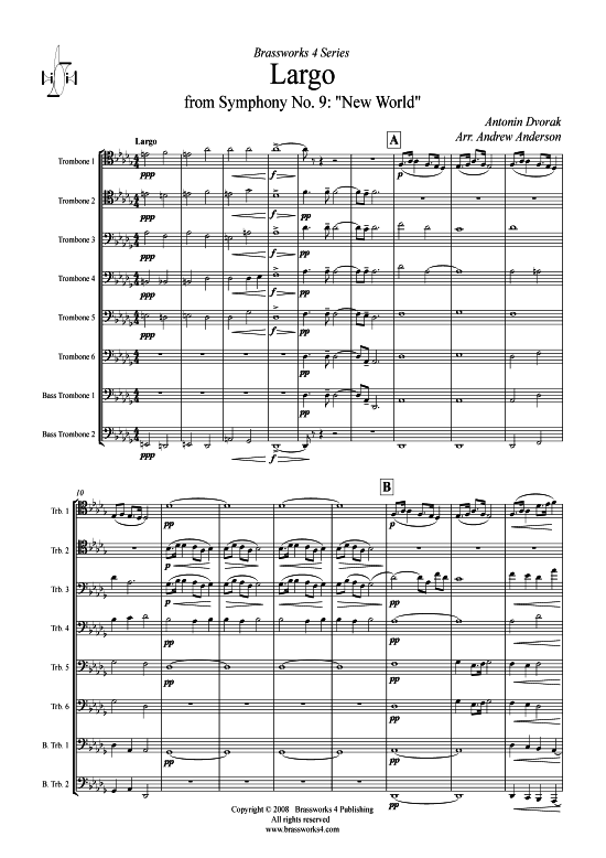 Largo (Posaunen Ensemble) (Ensemble (Blechbl ser)) von Antonin Dvorak (aus Symphonie Nr. 9)