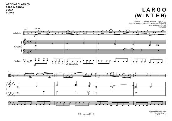 Largo (Winter) (Viola + Orgel) (Orgel  Viola) von Antonio Vivaldi (arr. WO)