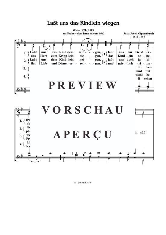 La t uns das Kindlein wiegen (Gemischter Chor) (Gemischter Chor) von Jacob Gippenbusch (aus  Psalteriolum harmonicum 1642)