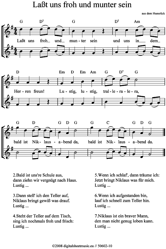 La t uns froh und munter sein (2x Blockfl te) (Duett (Fl te)) von Weihnachtslied (sehr einfach)