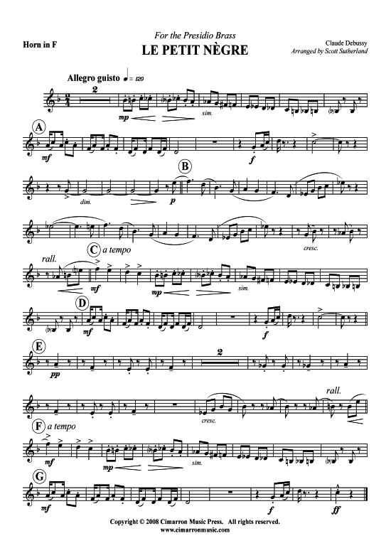 Le petit negre (Blechbl auml serquintett) (Quintett (Blech Brass)) von Claude Debussy