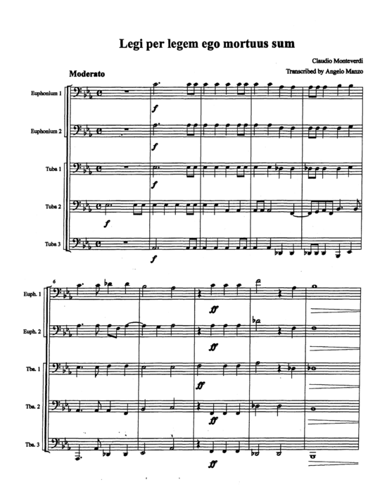 Legi Per Legem ego Mortuus Sum (Tuba Ensemble EETTT) (Quintett (Tuba)) von Claudio Monteverdi