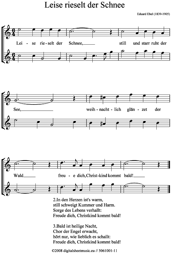Leise rieselt der Schnee (2x Alt-Saxophon) (Duett (Saxophon)) von Weihnachtslied (sehr leicht)