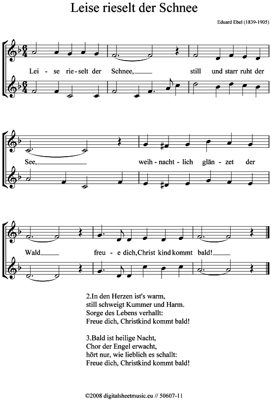 Leise rieselt der Schnee (2x Klarinette) (Duett (Klarinette)) von Weihnachtslied (sehr einfach)