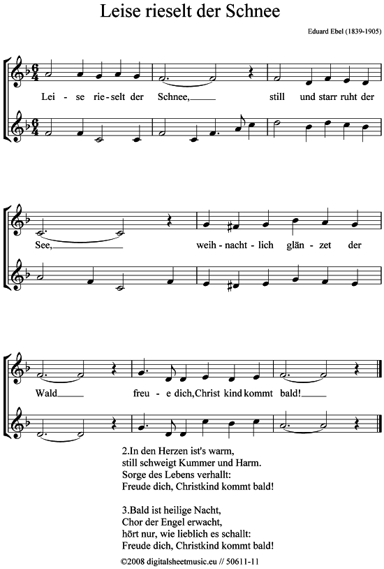Leise rieselt der Schnee (2x Trompete in B) (Duett (Trompete)) von Weihnachtslied (sehr einfach)