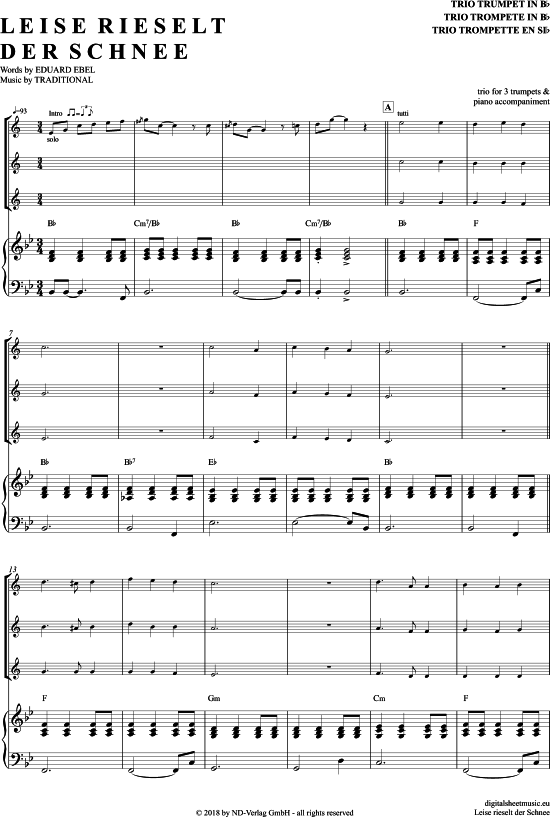 Leise Rieselt Der Schnee (Trompeten Trio + Klavier) (Trio (Trompete)) von Weihnachten